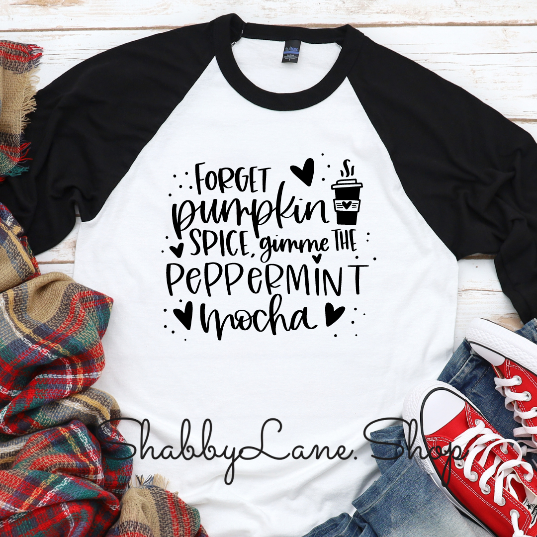 Gimme peppermint mocha - black sleeves tee Shabby Lane   