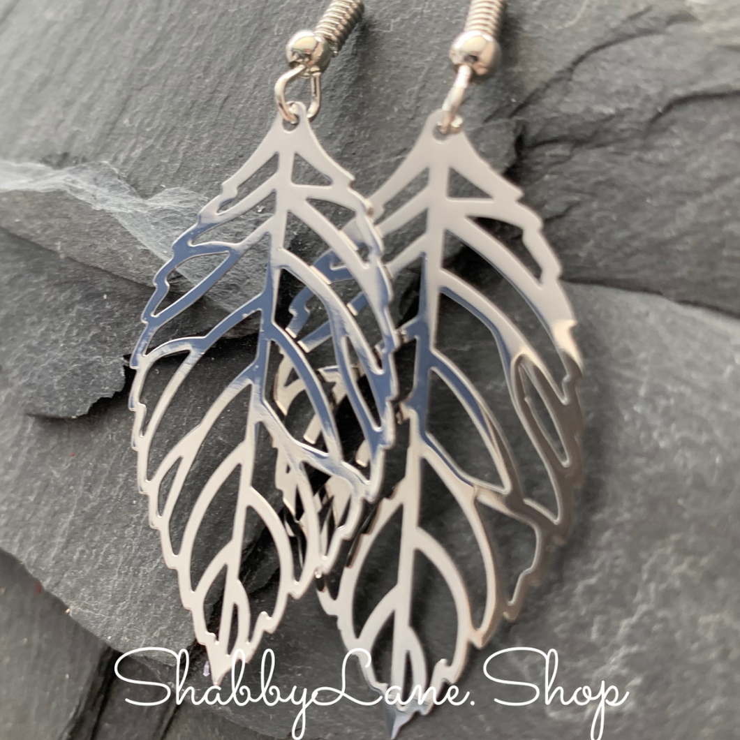 Silver leaf earrings - small  Shabby Lane   