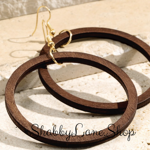 Beautiful wood hoop earrings -brown Earrings Shabby Lane   
