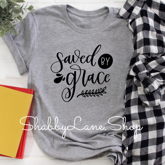 Saved by Grace Heather gray tee tee Shabby Lane   