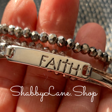 Load image into Gallery viewer, Faith bracelet -  Silver with roundel bead trio Metal Shabby Lane   