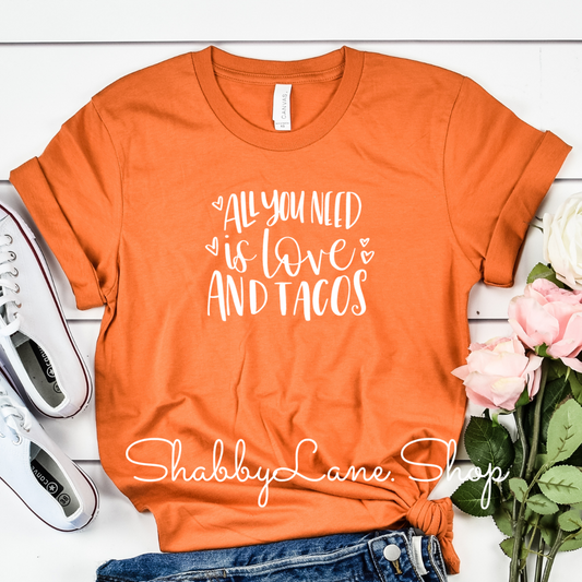 Love and tacos - Orange tee Shabby Lane   