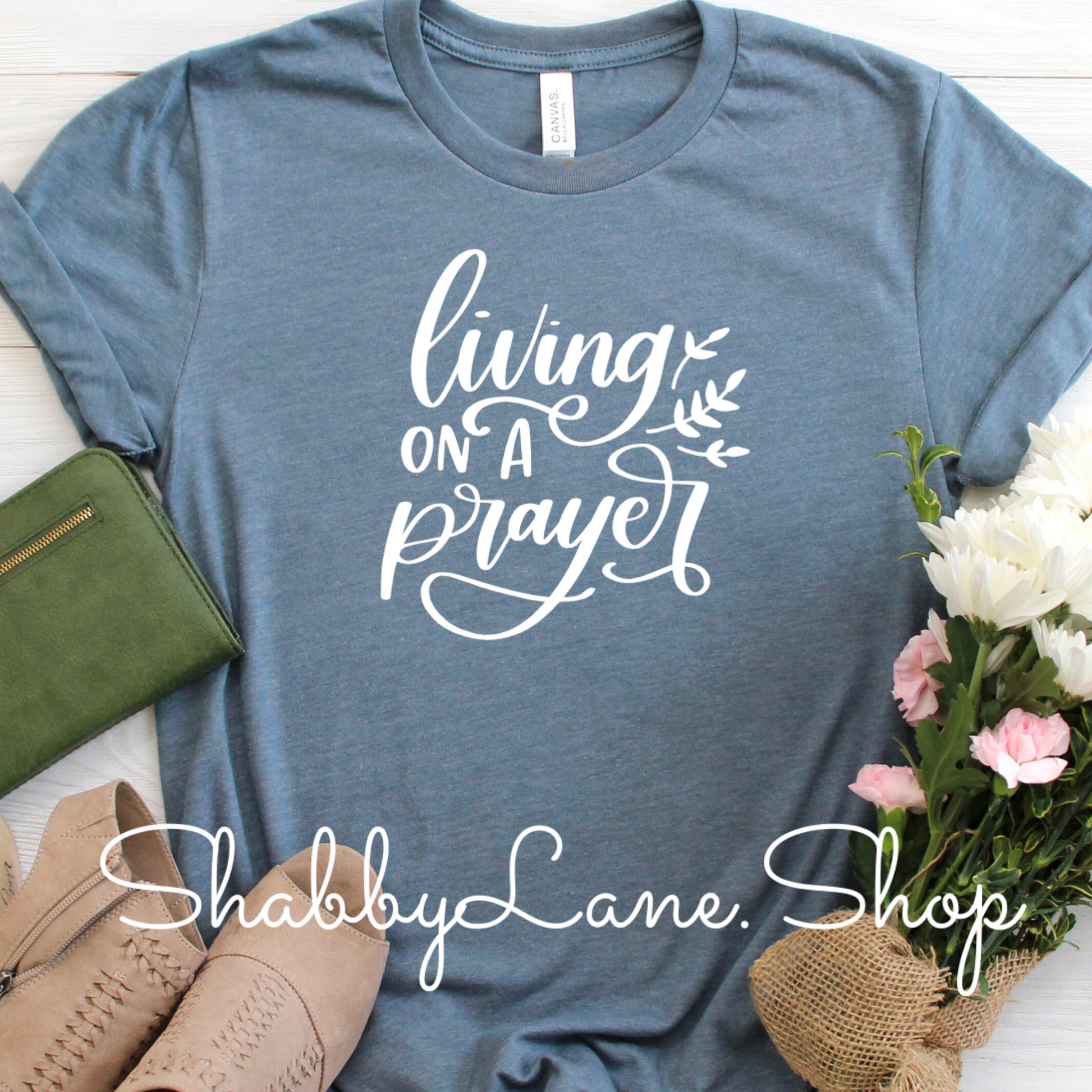 Living on a prayer - Heather slate tee tee Shabby Lane   