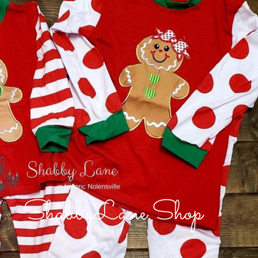 Christmas pajamas - gingerbread girl - polka dot  Shabby Lane   