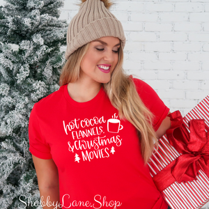 Hot cocoa flannels Christmas movies - Red Short Sleeve tee Shabby Lane   