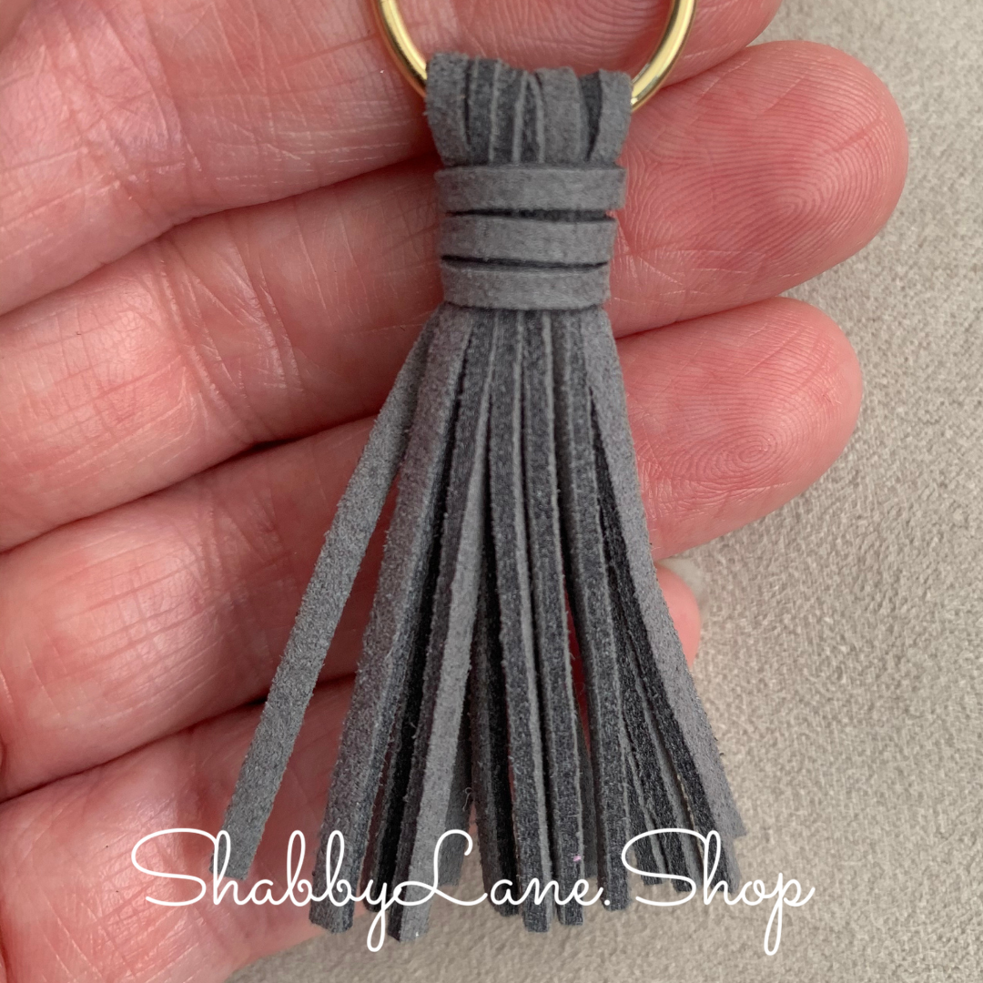 Leather tassel earrings - Gray Earrings Shabby Lane   