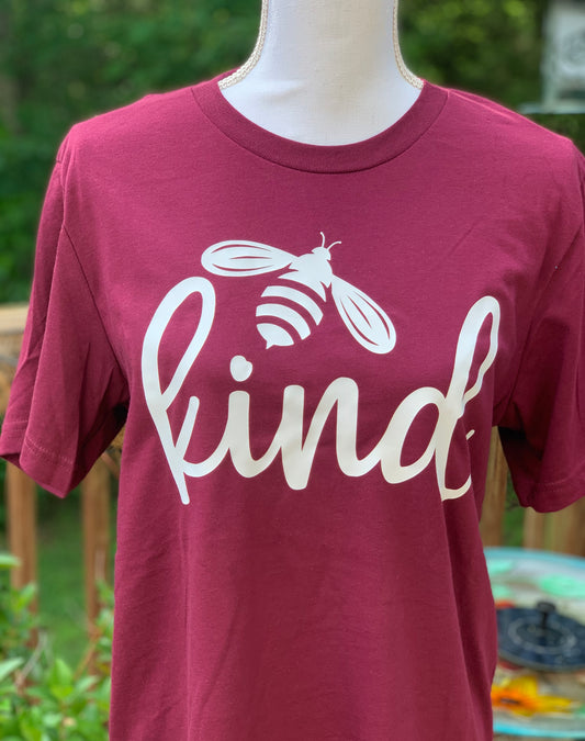 Bee Kind- Maroon tee Shabby Lane   